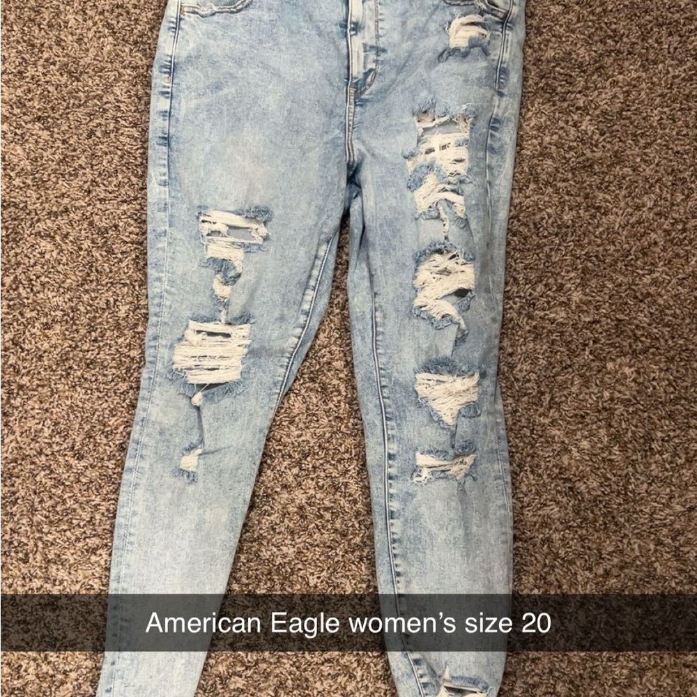 American Eagle Outfitters Blue Skinny Distressed Jeans